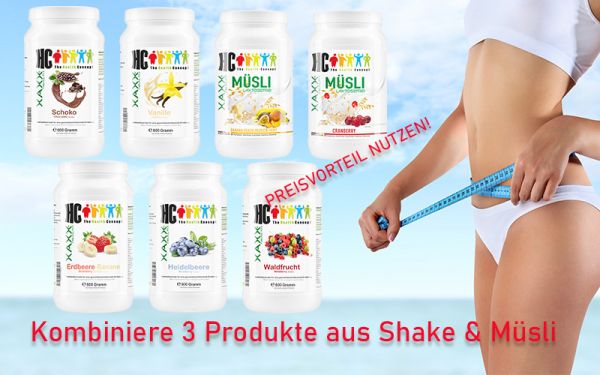 3 x Shake oder Müsli nach Wahl